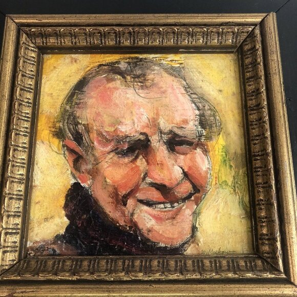 Original Oil On Canvas Expressionist Modern Portrait Of Man Signed Art - Picture 1 of 5